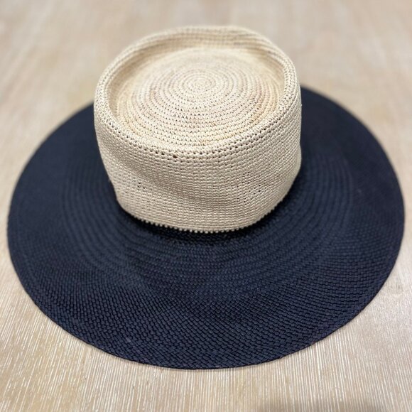 Greenpacha Solana Unisex Sun Panama Hat Black/Natural Color Straw Size M New - Picture 2 of 12